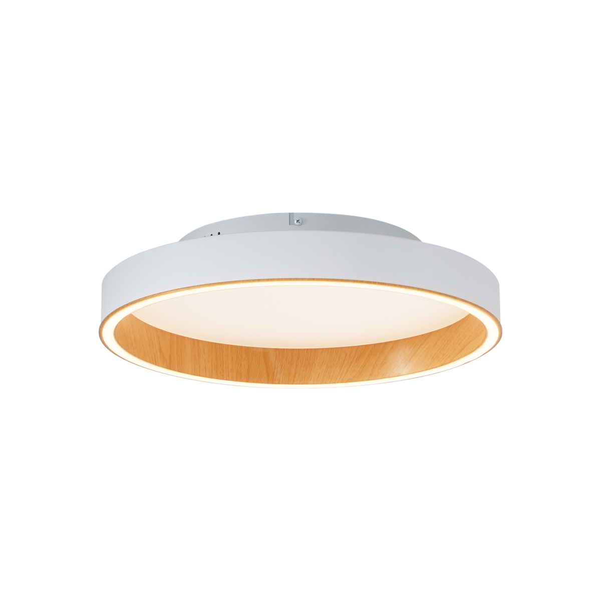 Designové stropní svítidlo bílé s dřevem 40 cm vč. LED 3-stupňový spínač - Ingo