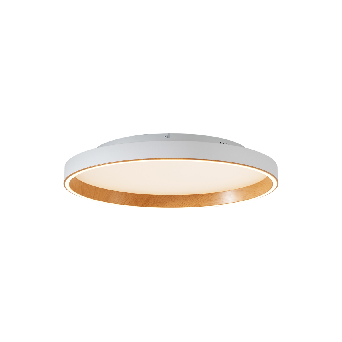 Designové stropní svítidlo bílé s dřevem 60 cm vč. LED 3-stupňový spínač - Ingo