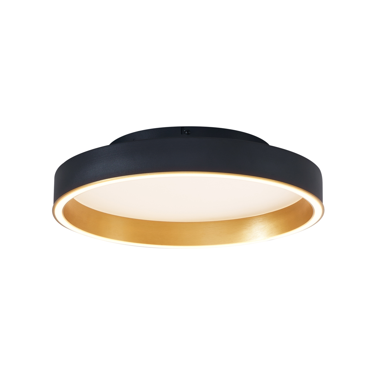Designové stropní svítidlo černé se zlatou barvou 40 cm vč. LED 3-stupňový spínač - Ingo
