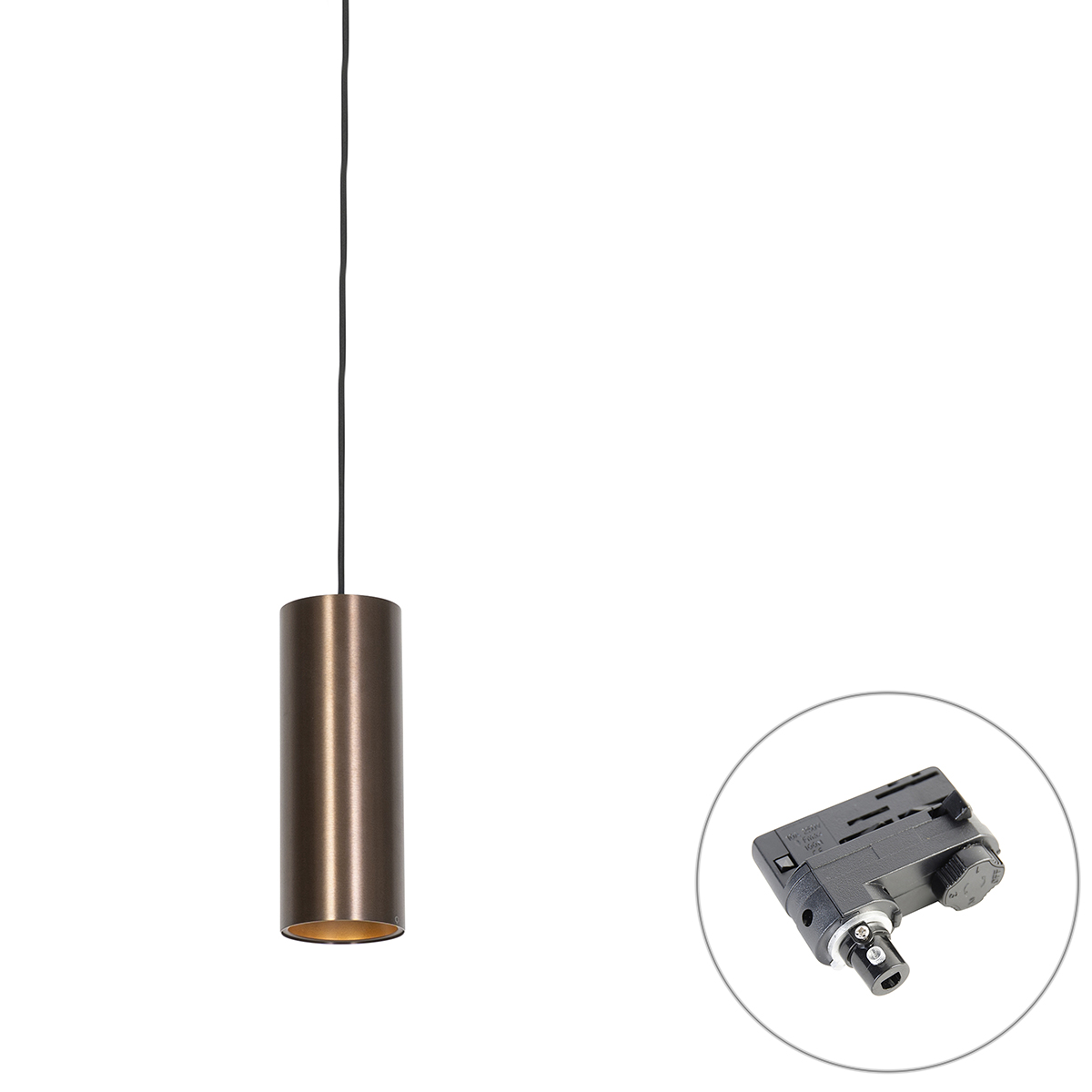 Designové závěsné svítidlo tmavě bronzové vč. adaptéru na lištu 3fázové - 3-Phase Tubo