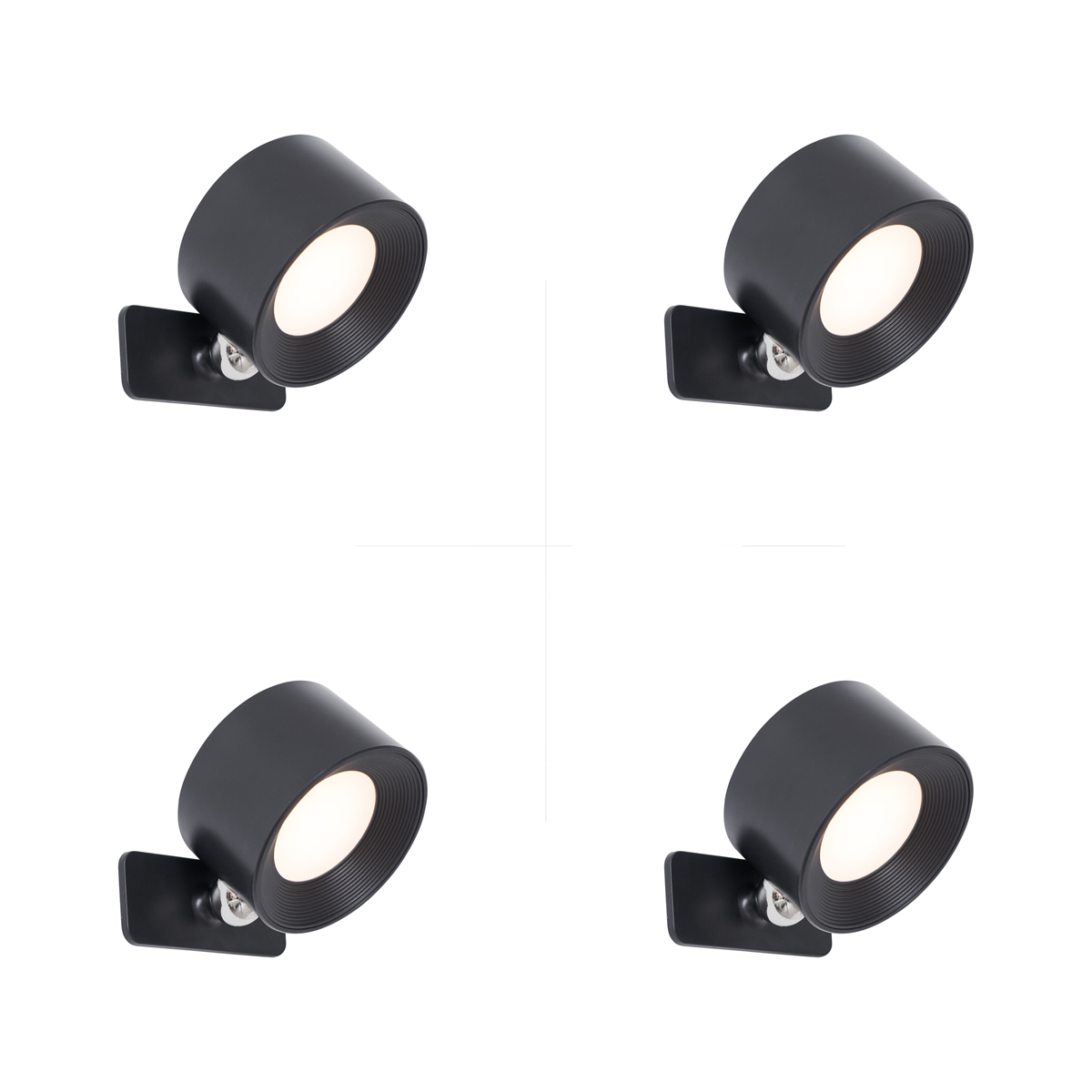 Set van 4 moderne wand- plafondlampen zwart incl. LED oplaadbaar - Bright