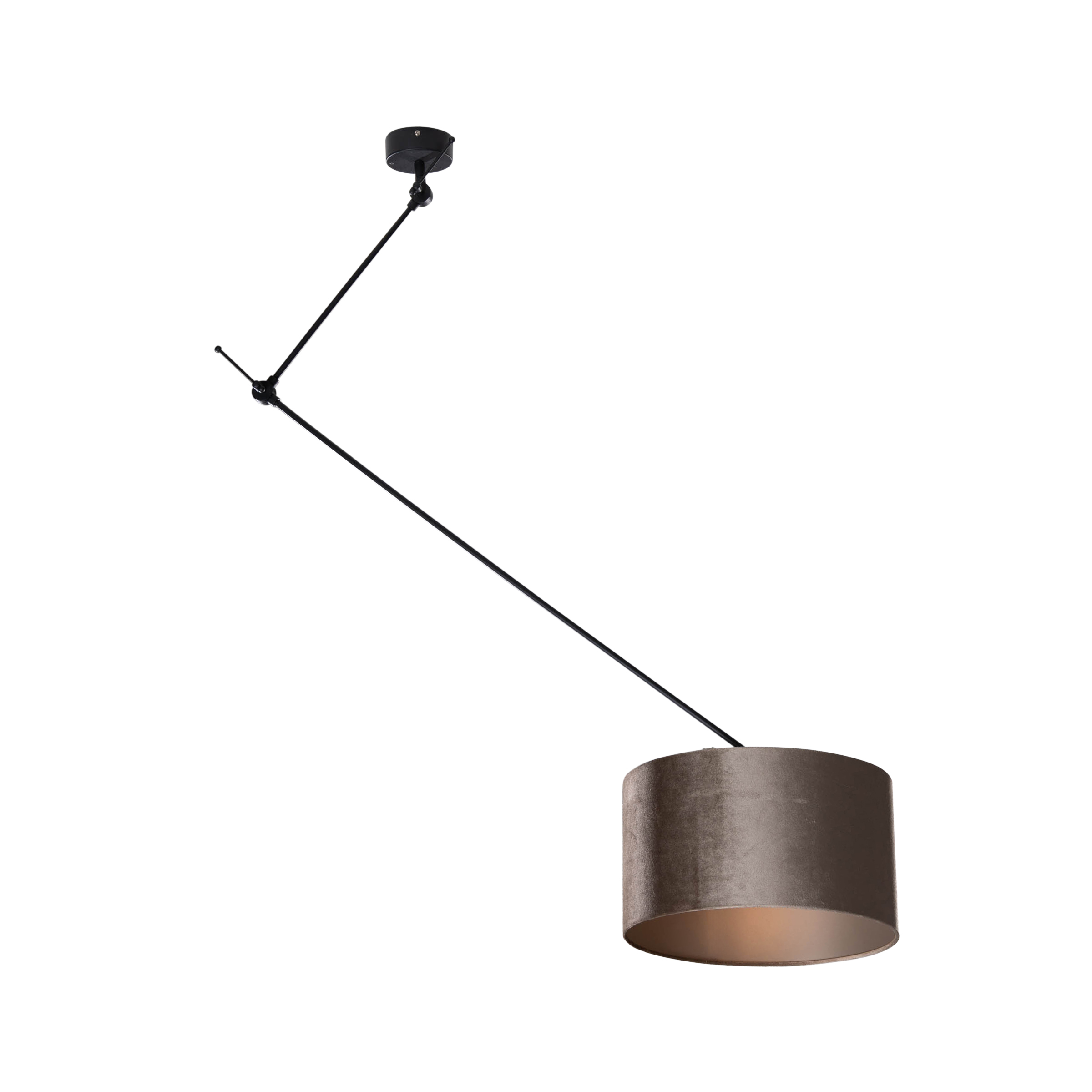 Závěsné svítidlo černé se sametovým stínidlem taupe 35cm - Blitz