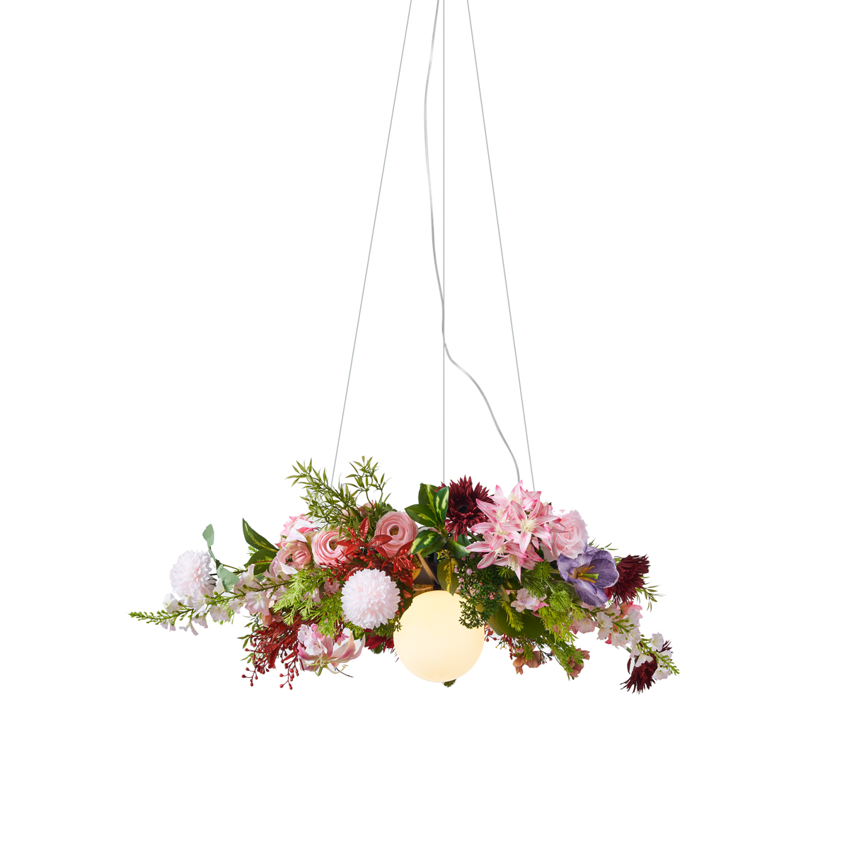 Bohemian stropní svítidlo černé s barevnými květy červené a růžové - Flower Power