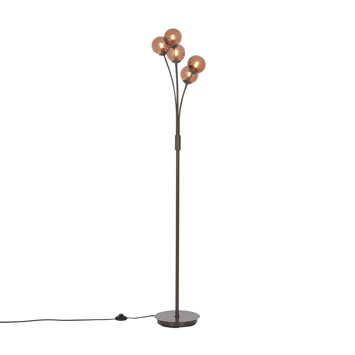 Designová stojací lampa bronzová s bronzovým sklem 5-světel - Atény