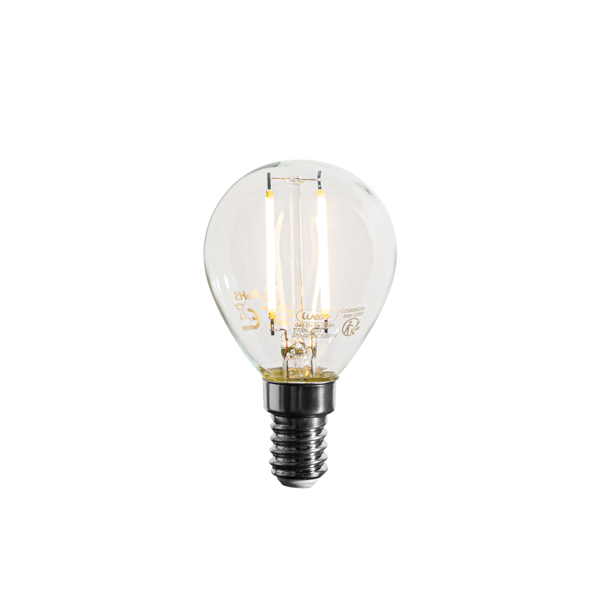 E14 Stmívatelná LED žárovka P45 čirá 3W 250 lm 2700K