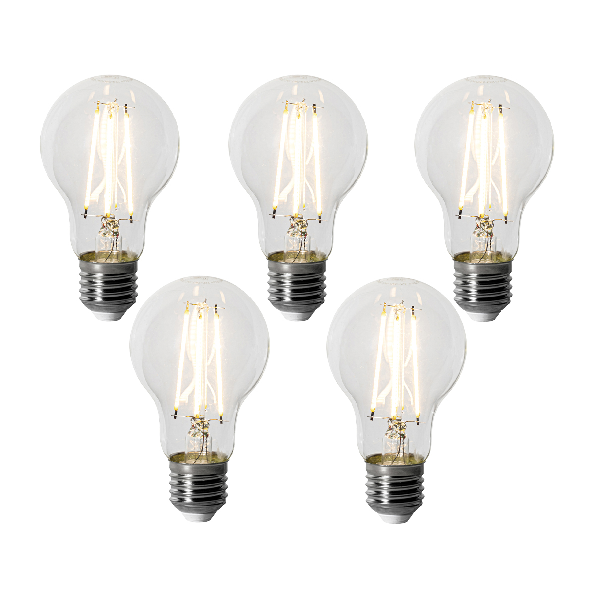 Sada 5 ks E27 dimbare LED lamp A60 6W 500 lm 3000K