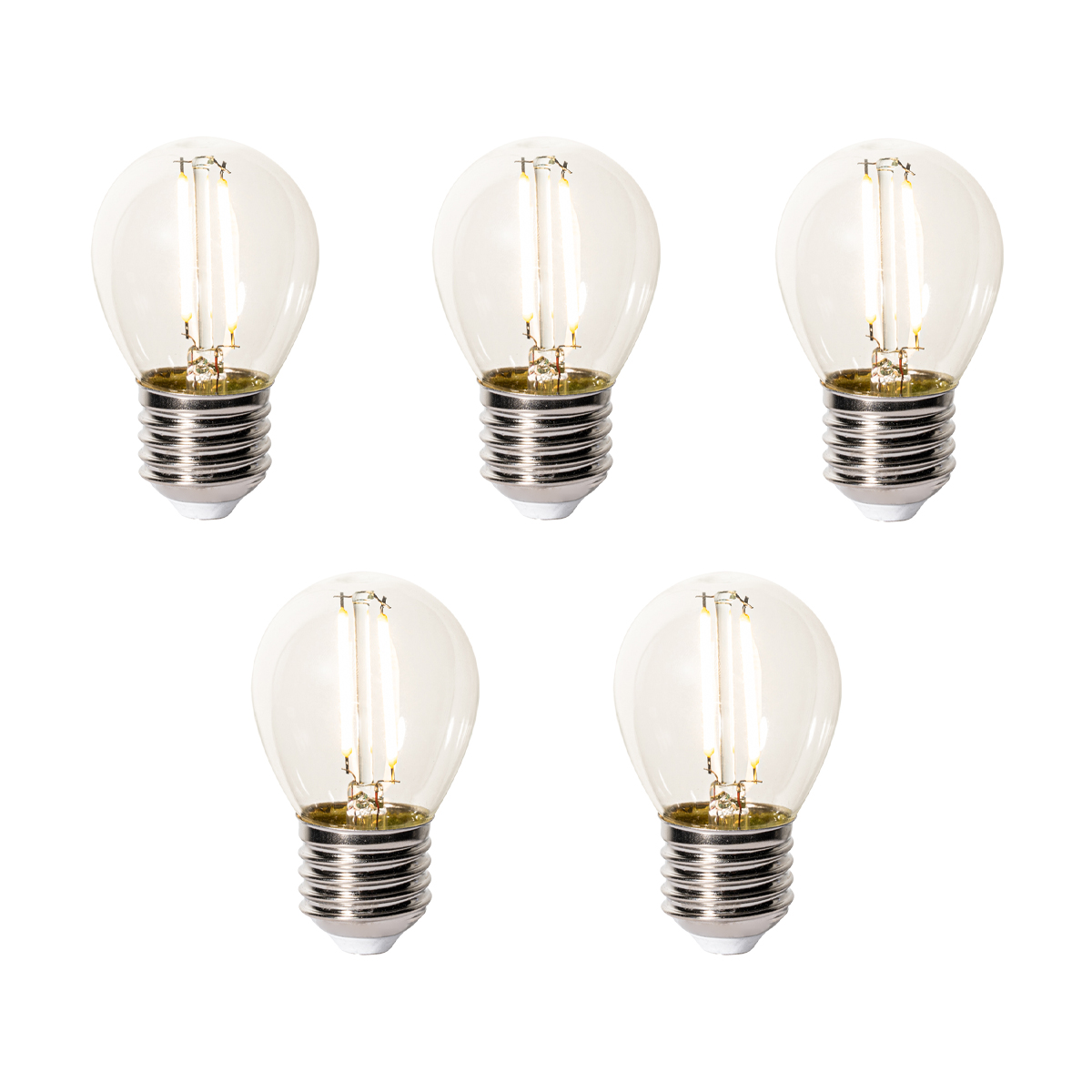 Sada 5 ks E27 dimbare LED lamp P45 helder glas 3W 250 lm 2200K