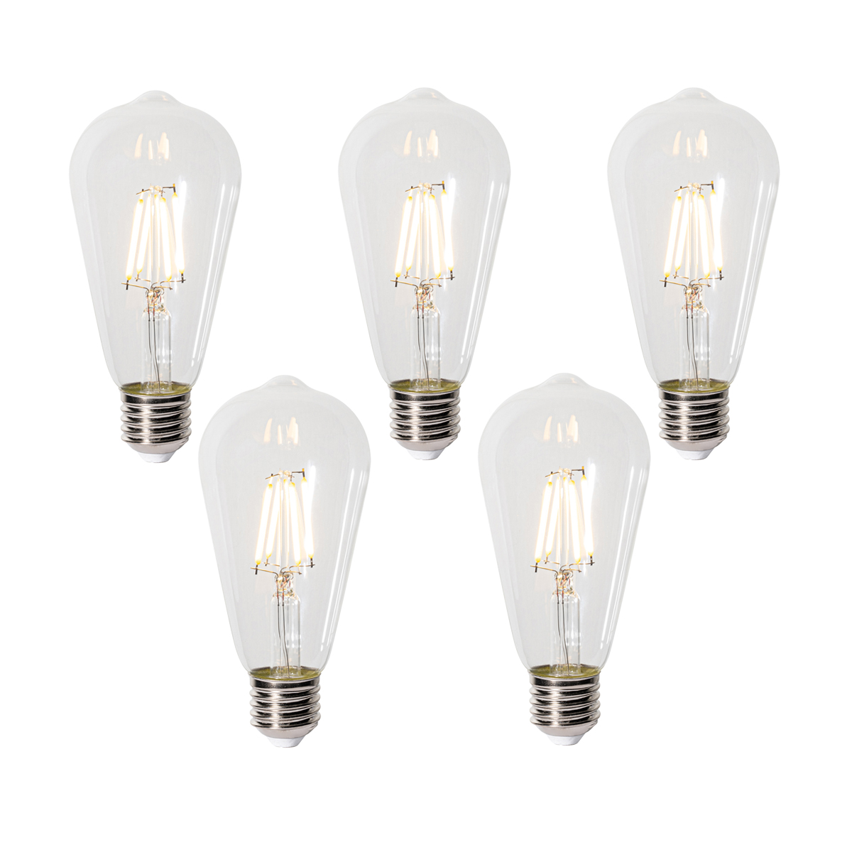 Sada 5 ks E27 dimbare LED lamp ST64 clear 5W 450 lm 2700K
