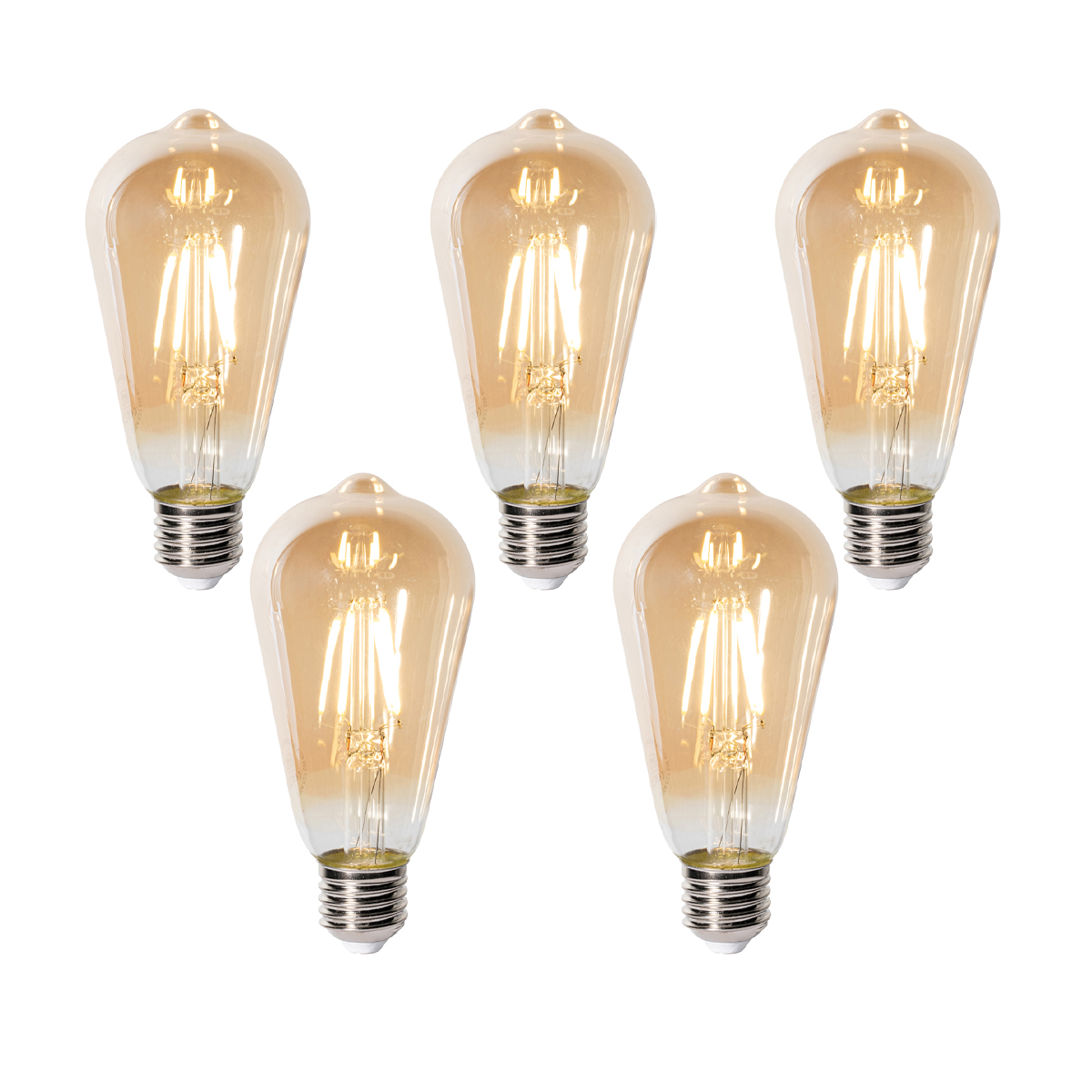 Sada 5 ks E27 dimbare LED lamp ST64 goud 5W 450 lm 2700K