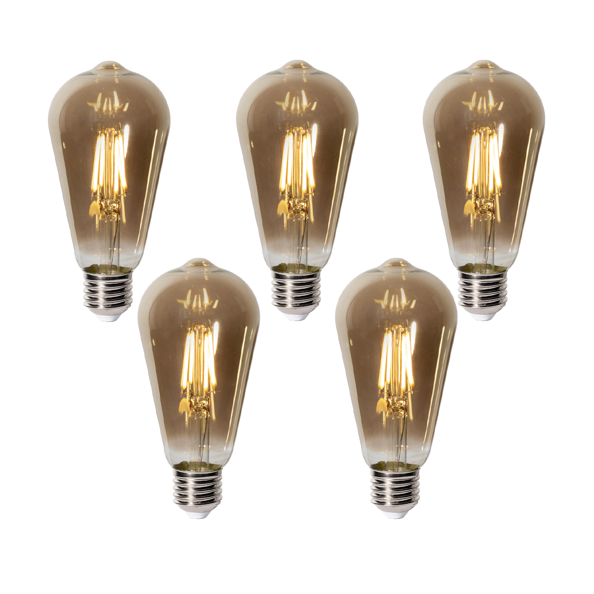 Sada 5 ks E27 dimbare LED lamp ST64 smoke glas 5W 450 lm 2700K