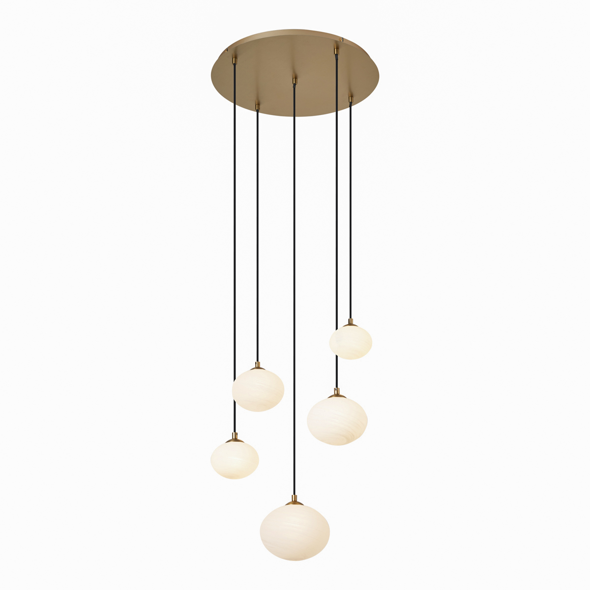Závěsné svítidlo Art Deco zlaté s opálovým sklem 5-světelné - Yani