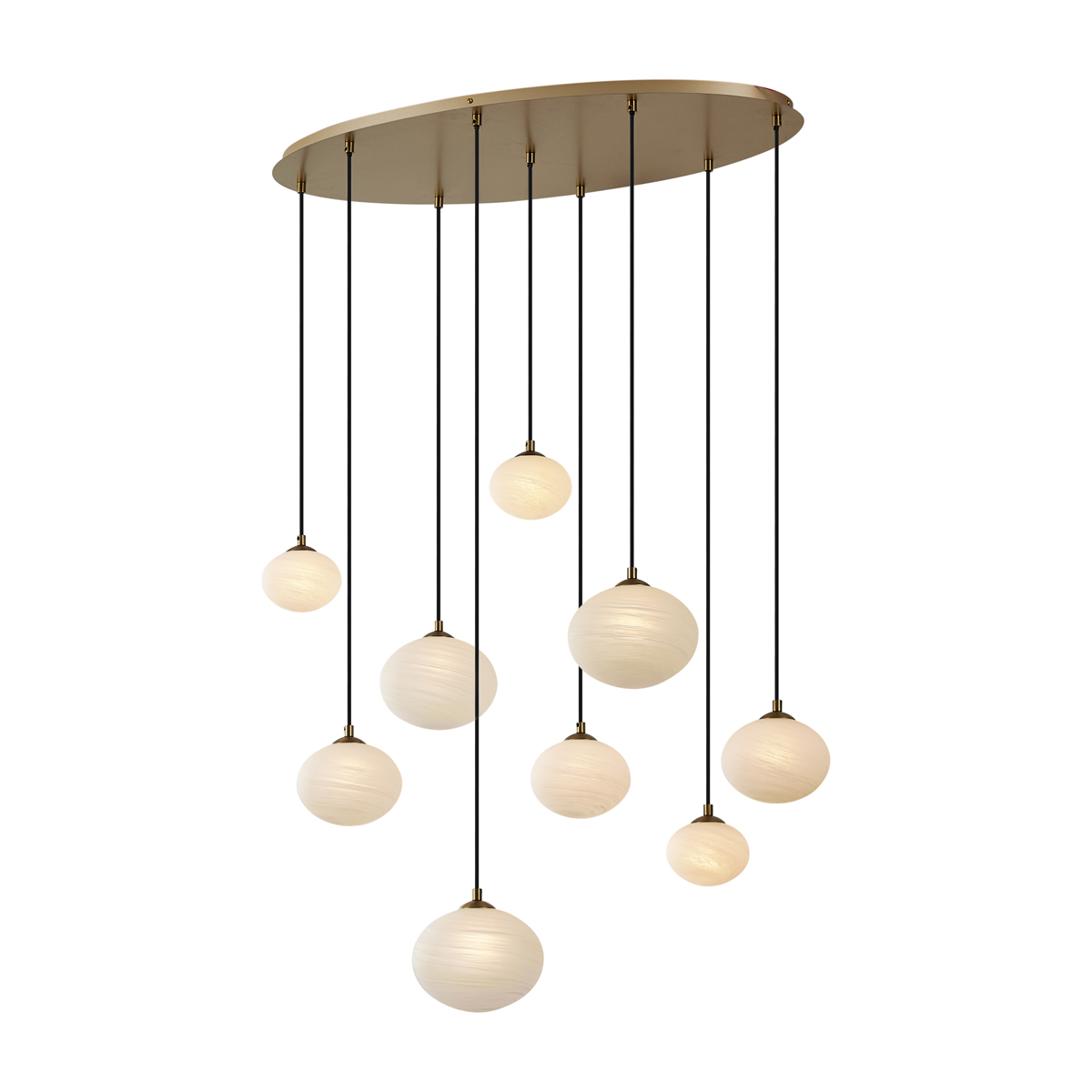 Závěsné svítidlo Art Deco zlaté s opálovým sklem 9-světel - Yani