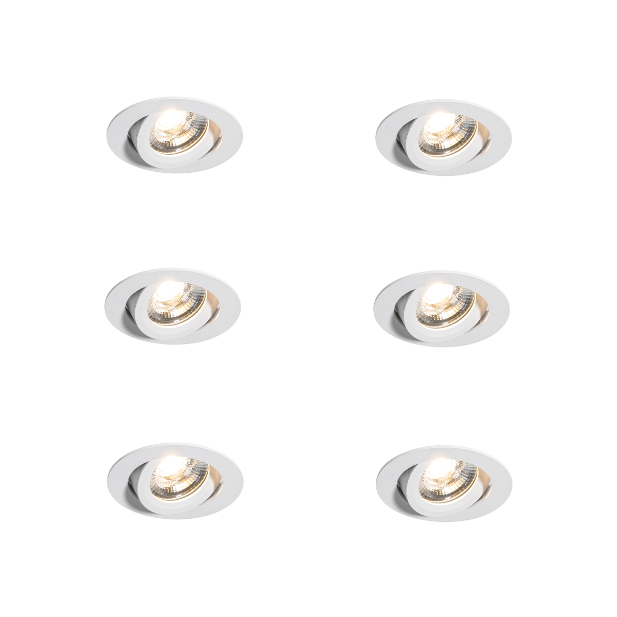 Set van 6 moderne inbouwspots wit 8